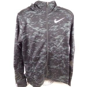 Nike Therma Elite Printed Basketball Hoodie XL Black Geometric Dri-Fit Full Zip